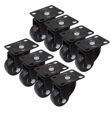 Zestaw 8 kółek obrotowych Ø 40 mm – gumowane, łożyskowane bez hamulca.