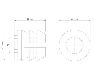 Mufa meblowa wbijana M6 x 11 x 11 mm. - 4