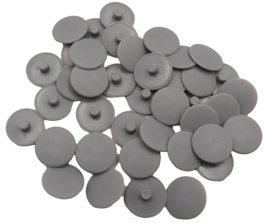 Zaślepka Ø 15 mm do mimośrodu – ciemny szary, wciskana maskująca.