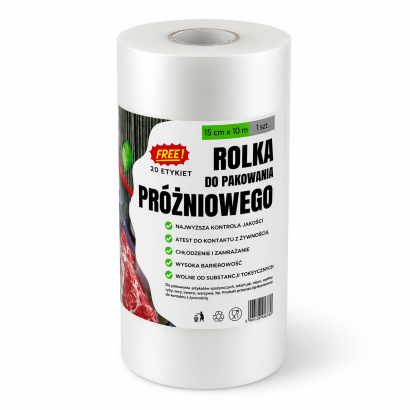 Rolka do pakowania próżniowego 15 × 1000 cm – folia moletowana PA/PE, do żywności, sous-vide.