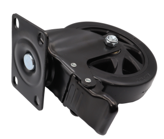 Zestaw 4 kółek obrotowych Ø 100 mm z hamulcem – gumowane, łożyskowane, podstawa 63 × 94 mm. - 5