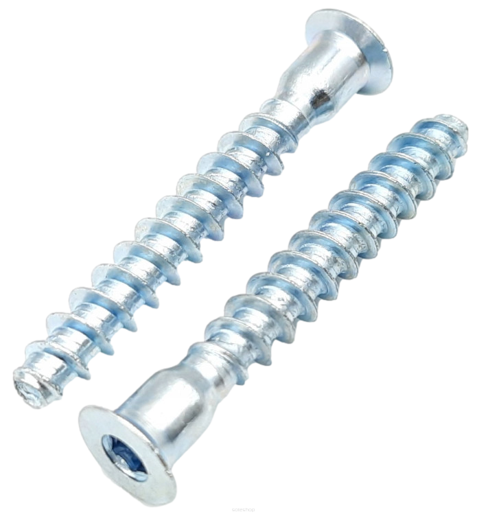 Konfirmat meblowy 7 × 50 mm – uniwersalny wkręt do połączeń płyt.