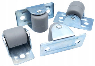 Rolka meblowa MINI Ø 16 mm gumowana – szara. - 2