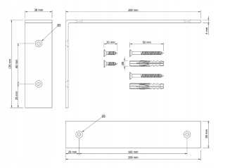 Wspornik LOFT typu L 250 × 180 × 38 mm, w czarnym macie. - 8
