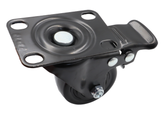 Zestaw 4 kółek obrotowych Ø 50 mm z hamulcem – gumowane, łożyskowane, podstawa 50 × 70 mm - 3