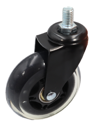 Kółko obrotowe Ø 75 mm, kauczukowe z trzpieniem montażowym M10 × 15 mm.