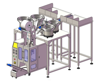 Maszyna, automat pakujący z 4 podajnikami + dorzut ręczny 2 stanowiskowy z przenośnikiem taśmowym - 4