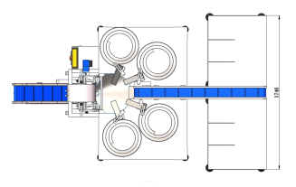 Maszyna, automat pakujący z 4 podajnikami + dorzut ręczny 2 stanowiskowy z przenośnikiem taśmowym - 6