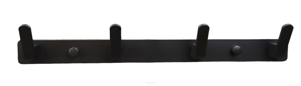 Wieszak aluminiowy loft czarny 4 haczyki — elegancki organizer ścienny.