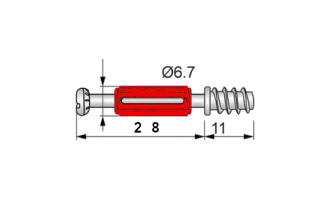 Złącze meblowe mimośrodowe 28 mm + kołek drewniany 8×35 mm (zestaw 10 szt.) - 3