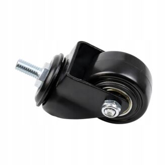 Kółko meblowe obrotowe Ø 40 mm — gumowane, czarne, trzpień gwintowany M8 × 15 mm. - 2