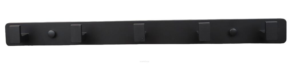 Wieszak ścienny loft czarny z 5 haczykami — aluminium, montaż przykręcany / samoprzylepny.