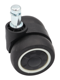 Kółko meblowe gumowane Ø 50 mm z trzpieniem montażowym 11 × 22 mm, obrotowe czarno-białe. - 2