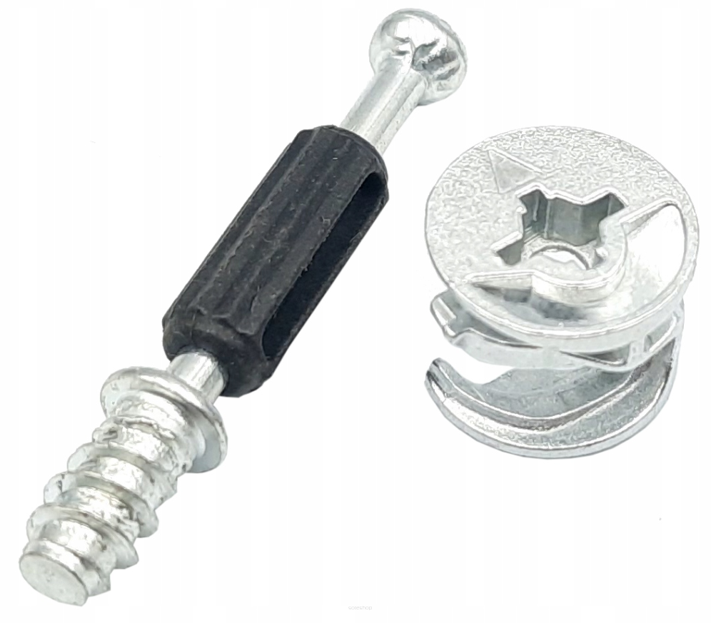 Złącze meblowe mimośrodowe 34 mm – zaczep euro do płyty 18 mm, zestaw 100 szt.