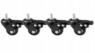 Kółko meblowe obrotowe Ø 50 mm — gumowane, czarne, z hamulcem, gwint M8 × 15 mm. - 4