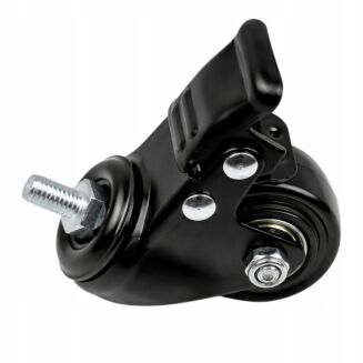 Kółko meblowe obrotowe Ø 50 mm — gumowane, czarne, z hamulcem, gwint M8 × 15 mm. - 3