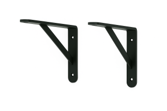 Wspornik półki czarny 200 x 125 x 29 mm, stalowy uchwyt z wzmocnieniem. - 2