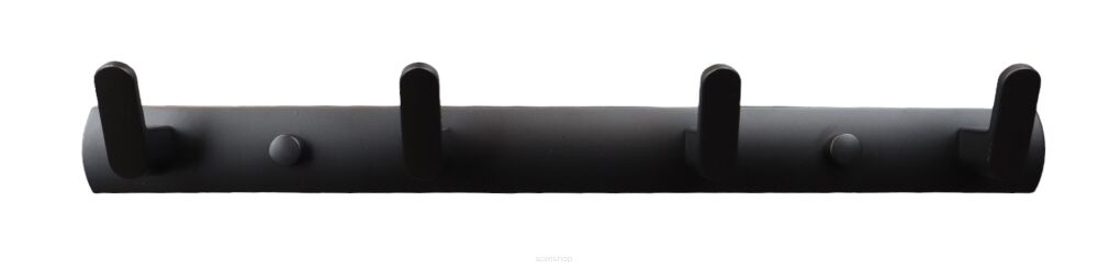 Wieszak ścienny loft czarny z 4 haczykami — praktyczny i trwały.