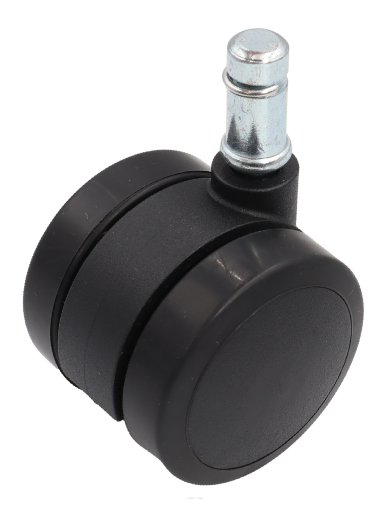 Kółko meblowe gumowane Ø 50 mm z trzpieniem montażowym 11 × 22 mm, obrotowe czarne.
