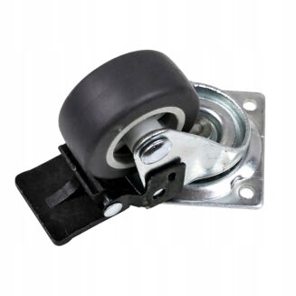 Kółko meblowe obrotowe Ø40 mm z hamulcem, gumowe 42x42 mm, ocynk. - 3