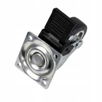 Kółko meblowe obrotowe Ø40 mm z hamulcem, gumowe 42x42 mm, ocynk. - 2