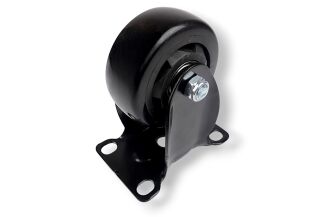 Kółko meblowe stałe Ø 75 mm — gumowane, czarne, podstawa 63 × 94 mm. - 3