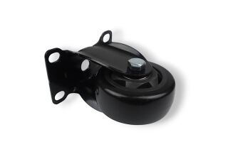 Kółko meblowe stałe Ø 75 mm — gumowane, czarne, podstawa 63 × 94 mm. - 2