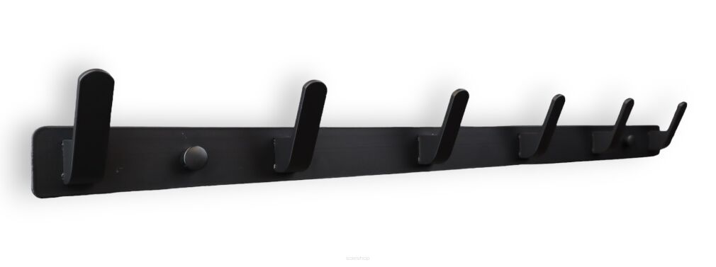 Wieszak ścienny loft czarny aluminiowy z 6 haczykami.