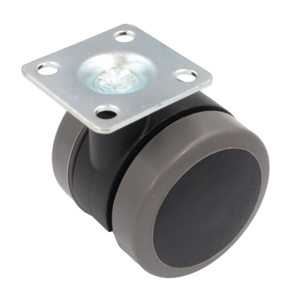 Kółko meblowe gumowane Ø 50 mm z płytką montażową 38 × 38 mm, obrotowe.