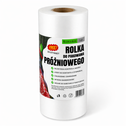 Rolka do pakowania próżniowego 15 × 600 cm – folia moletowana PA/PE, do żywności, sous-vide.
