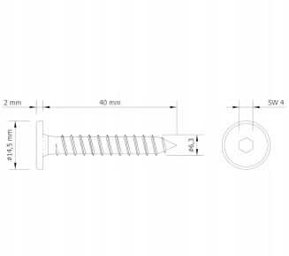 Profesjonalny wkręt HWI 6,3 × 40 mm – żółty, hartowany. - 3