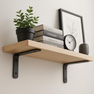 Zestaw 2× wsporników półki LOFT L200 × 130 × 38 mm – czarny mat + zestaw montażowy. - 2