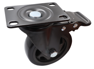 Kółko obrotowe z hamulcem łożyskowane Ø 100 mm – guma, podstawa 63 × 94 mm. - 2