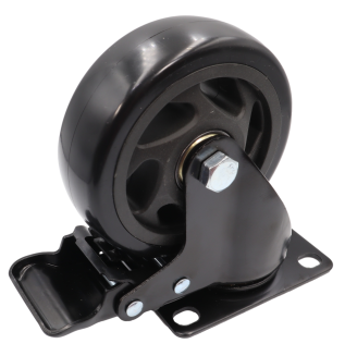 Kółko obrotowe z hamulcem łożyskowane Ø 100 mm – guma, podstawa 63 × 94 mm. - 3