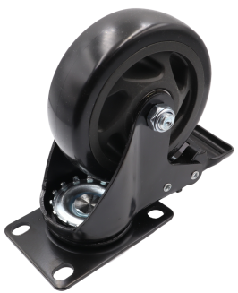 Kółko obrotowe z hamulcem łożyskowane Ø 100 mm – guma, podstawa 63 × 94 mm. - 4