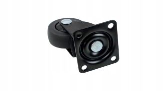 Kółko meblowe obrotowe Ø 30 mm — gumowane, czarne, z podstawą 33 × 33 mm. - 3
