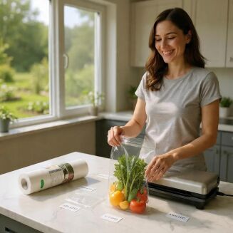 Rolka do pakowania próżniowego 25 × 600 cm – folia moletowana PA/PE, do żywności, sous-vide. - 12