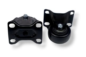 Kółko meblowe stałe Ø 50 mm — gumowane, czarne, podstawa 54 × 70 mm. - 2