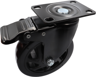 Zestaw 4 kółek obrotowych Ø 125 mm z hamulcem – gumowane, łożyskowane, podstawa 63 × 94 mm. - 2