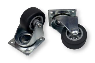 Rolka meblowa gumowana obrotowa Ø40 mm, z płytką montażową 42 x 42 mm. - 3