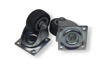 Rolka meblowa gumowana obrotowa Ø40 mm, z płytką montażową 42 x 42 mm. - 4