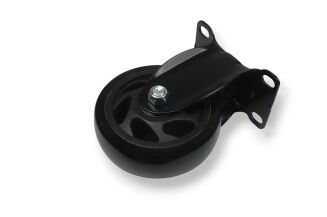 Kółko meblowe stałe Ø 100 mm — gumowane, czarne, podstawa 63 × 94 mm. - 3