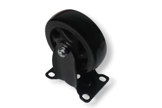 Kółko meblowe stałe Ø 100 mm — gumowane, czarne, podstawa 63 × 94 mm. - 4