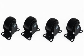 Kółko meblowe stałe Ø 65 mm — gumowane, czarne, podstawa 63 × 94 mm. - 4