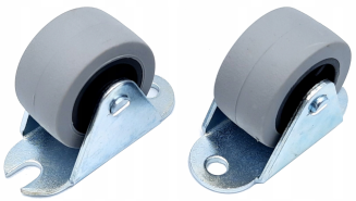 Rolka meblowa sztywna H29 mm, gumowana, szara z płytką 39 × 18 mm. - 2