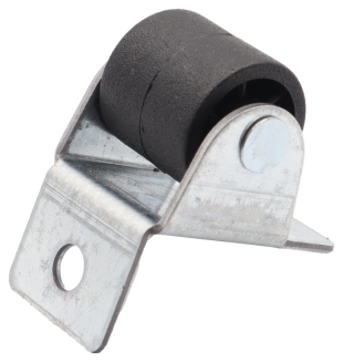 Rolka meblowa sztywna gięta MINI Ø16 mm gumowana, czarna z płytką 32 × 22 mm. - 3