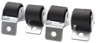 Rolka meblowa sztywna gięta MINI Ø16 mm gumowana, czarna z płytką 32 × 22 mm. - 4