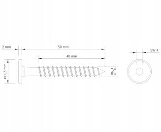 Profesjonalny wkręt HWI 6,3 × 50 mm – żółty, hartowany. - 3