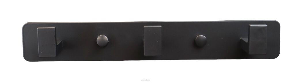 Wieszak ścienny loft czarny z 3 haczykami — stalowy, przykręcany.