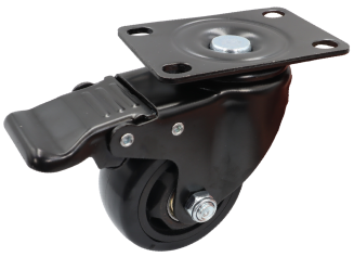 Zestaw 4 kółek obrotowych Ø 75 mm z hamulcem – gumowane, łożyskowane, podstawa 63 × 94 mm. - 3